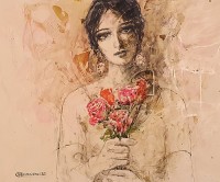 Moazzam Ali, Flower & Flower Series, 20 x 24 Inch, Watercolor on Paper, Figurative Painting, AC-MOZ-147